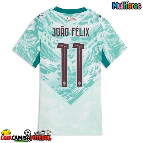 Camisa de Futebol Portugal Joao Felix #11 Equipamento Secundário Mulheres Mundo 2026 Manga Curta